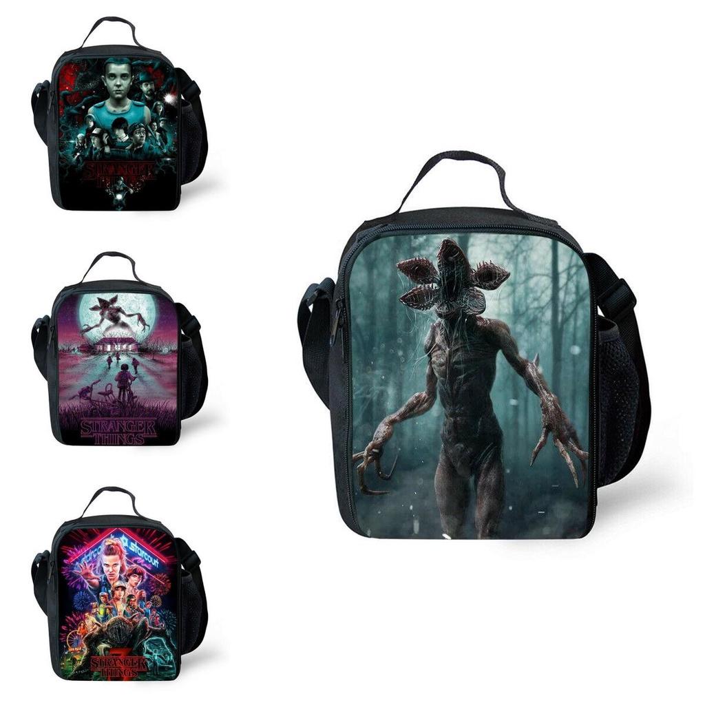Stranger Things Insulated Lunch Box Bag Durable Oxford Backpack For Outdoor Picnic And Beach With Smooth Zipper