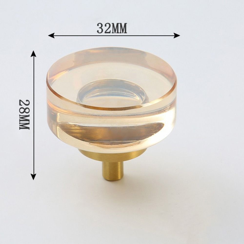 Gold Base Kitchen Cabinet Knobs Champagne / Transparent Wardrobe Handles Cabinet Door