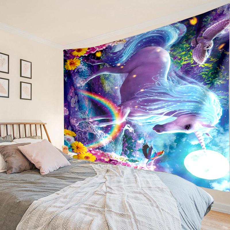 Magical Unicorn Garden Tapestry Room Decoration Wall Hanging for Living Room Bedroom, dormitory, Birthday and Christmas gifts