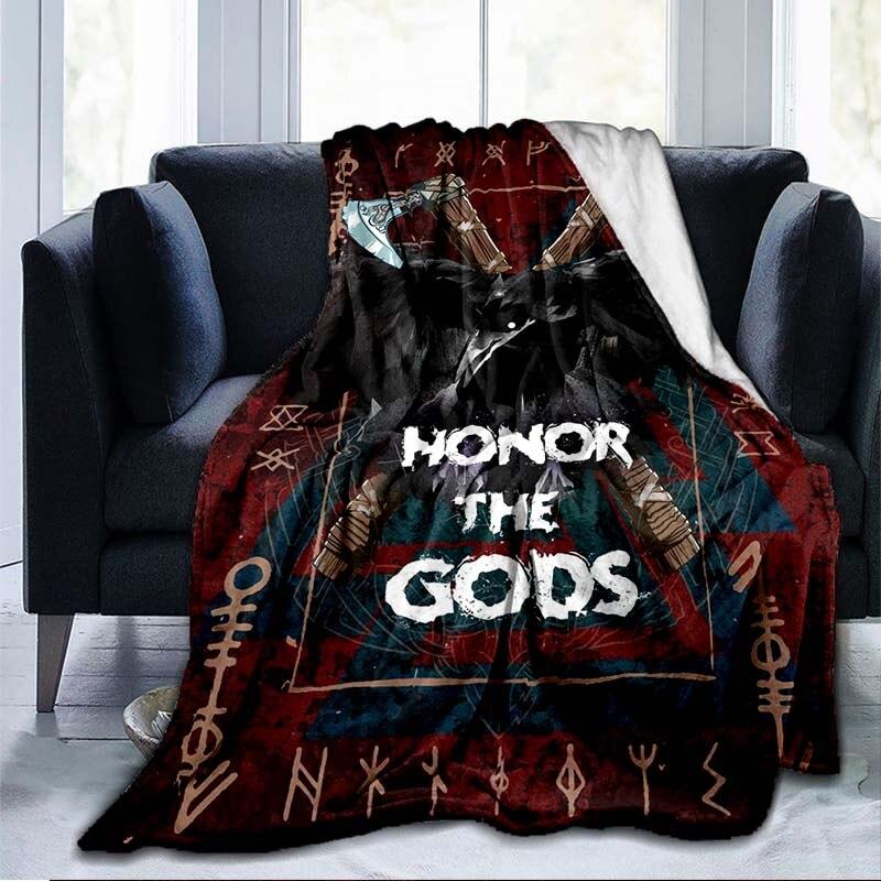 The Vikings Ancient Scandinavian Norse Runes Axes 3D Soft Throw Blanket  Lightweight Flannel Blanket