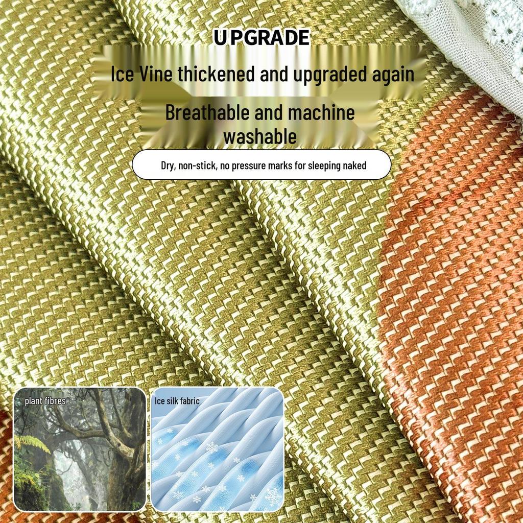 Green Little Bear Ice Silk Cooling Mat Set: Washable, Foldable, Soft - Free Shipping