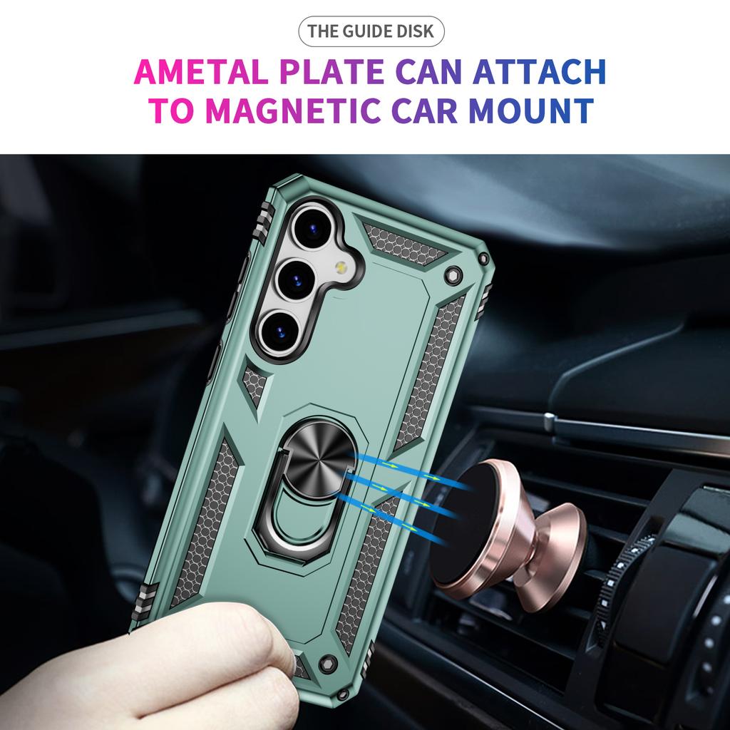 For Samsung Galaxy S25 Case PC+TPU Phone Cover with Rotary Ring Kickstand