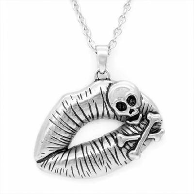 Practical Sturdy Alloy Skull Lips Pendant Necklace Suitable for Parties Gatherings and Daily Stylish Outfits Casual Wear
