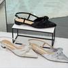 Fashion 2025 Summer Temperament Bow Design Sandals for Women Concise Lightweight Fashion Wedge Heel Shallow Mouth Comfortable Cool Pumps