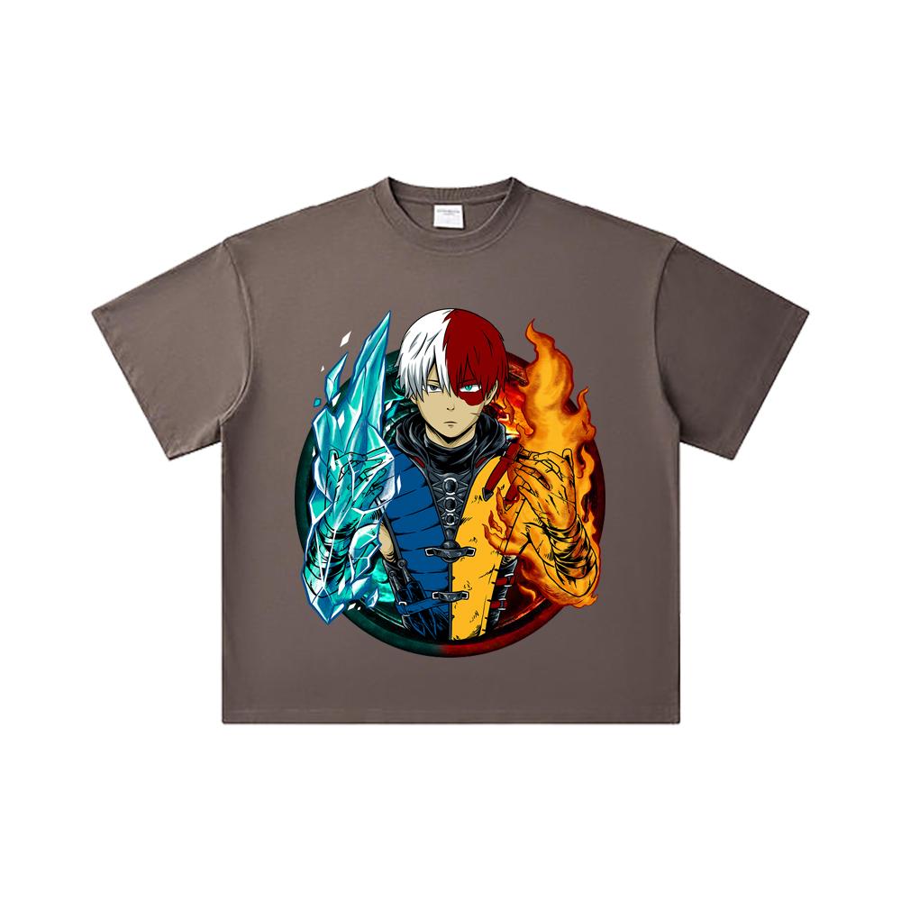 260 GSM Double Yarn 32 Count 100% Cotton My Hero Academia V4 Shoto Print Unisex Heavy Cotton T Shirt