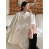 Plus Size Ladies Loose Inner Wear Pleated Skirt Long Sleeves Shirt