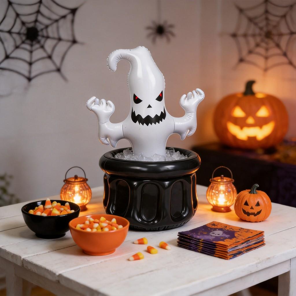 Ghost Inflatable Ice Cooler With Pvc Material For Halloween Indoor Outdoor Use