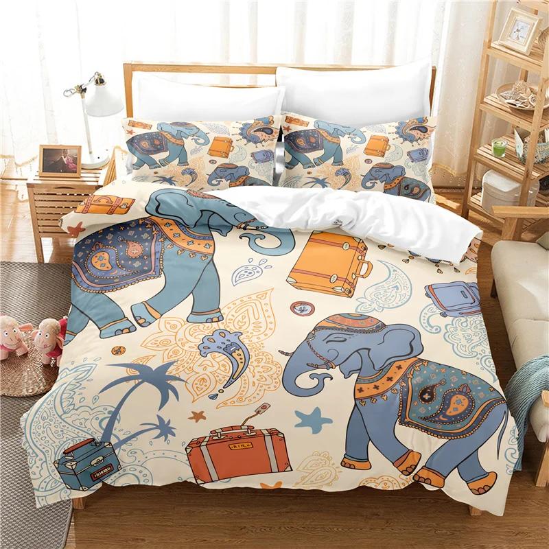 Comforter 3D Cartoon Bedding Sets For Kids And Adults For Boysblue Home Textile Cute Animal Kittens Size 140X210Cm