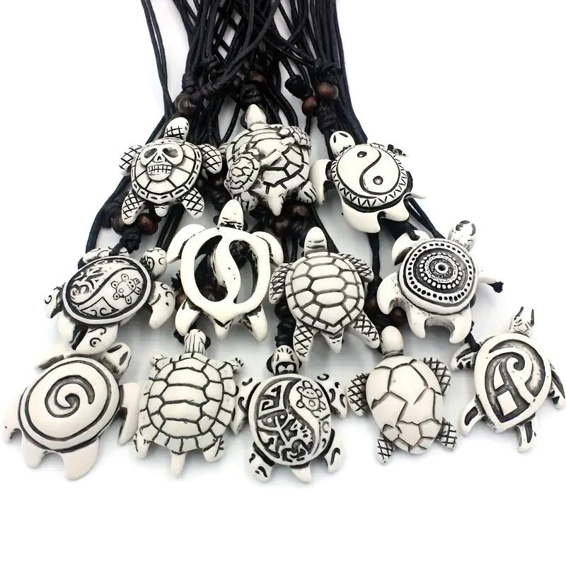 Men's Carved Sea Turtles Pendant Necklaces Vintage Turtle Jewelry Couple Necklace