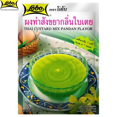 Lobo Thailändische Puddingmischung mit Pandan-Geschmack, einfach zuzubereiten. Einfach kochendes Wasser hinzufügen / Ohne Konservierungsstoffe / Ergibt 3-4 Portionen, Thai-Dessert, 120 g