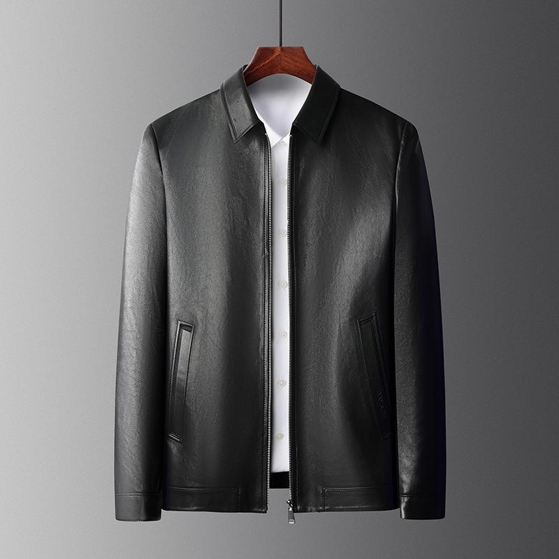 

Осень новая кожаная куртка мужская с лацканами замшевая куртка куртка-локомотив мужская деловая куртка однотонная кожаная куртка 195 чёрный