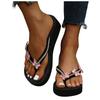 Summer Fashion Rhinestone Ladies Holiday Rubber Sole Beach Wedge Flip Flops