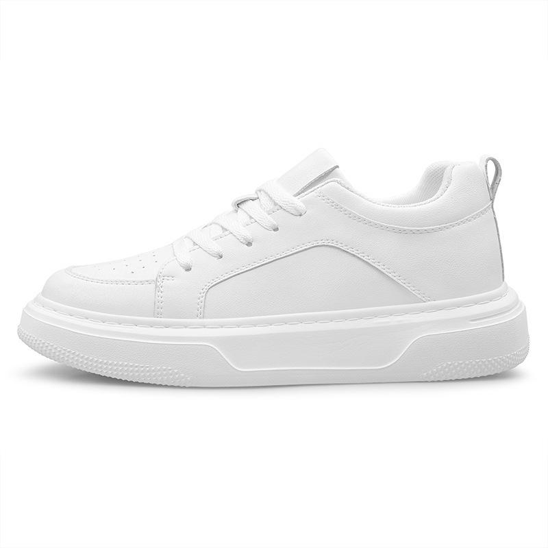 Men's 6CM Height-Boost White Low-Top Sports Casual Shoes