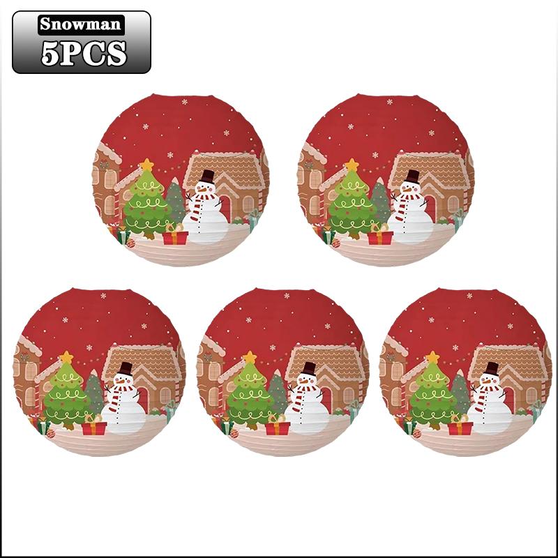 1-20PCS Christmas Paper Lanterns Santa Snowman Reindeer Hanging Lanterns for Xmas Party Decorations Holiday Home Decor Gifts