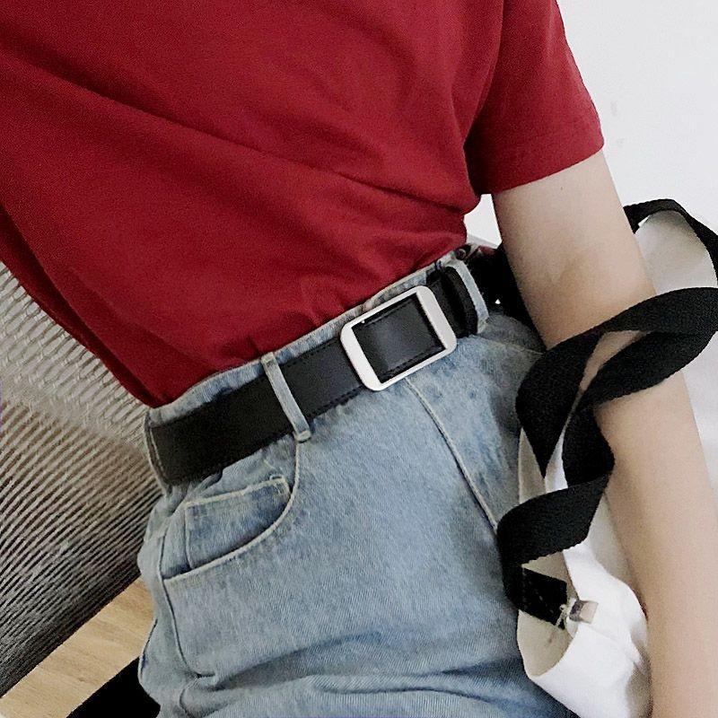 Chic Black Pu Belt For Women Stylish Retro Simple Design Versatile Fashion Accessory