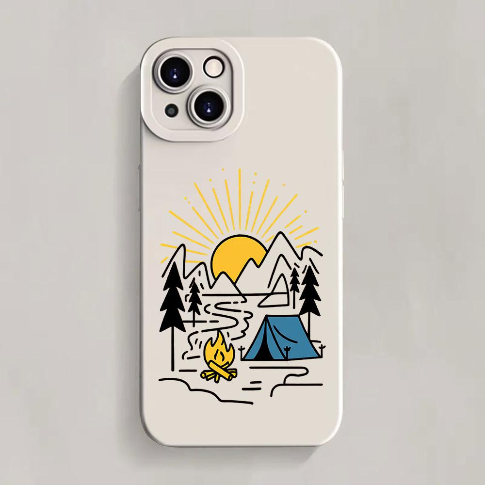 Trendy Camping Phone Case For iPhone 13 12 17 16 15 14 11 Pro Max For iPhone 15 16 14 7 8 Plus XS XR X Antishock Silicone Cover