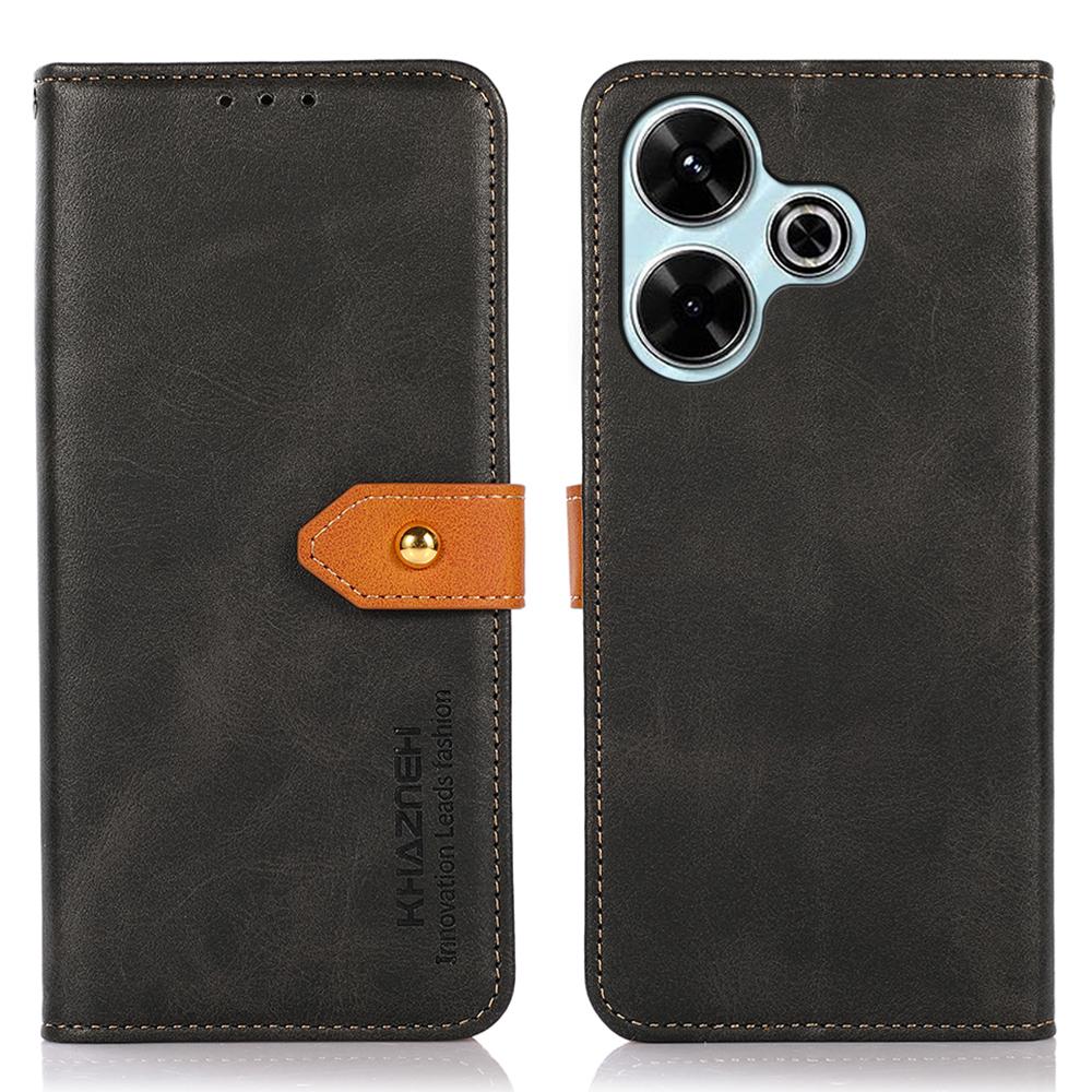 

KHAZNEH Чехол-кошелек со складной подставкой из искусственной кожи для Xiaomi Redmi 13 5G/13 4G Black