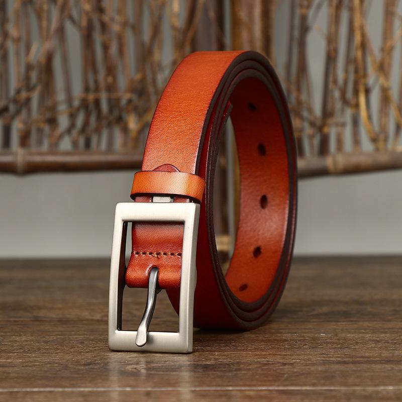 Women's Belt Stylish Simple and Versatile Genuine Leather Made Korean Trendy First Layer Pure Cattlehide Jeans Belt Women