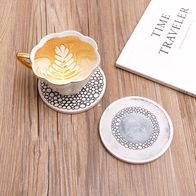 Nordic Retro Ceramic Quick-Dry Coaster with Heat-Resistant Diatomaceous Earth and Cork.