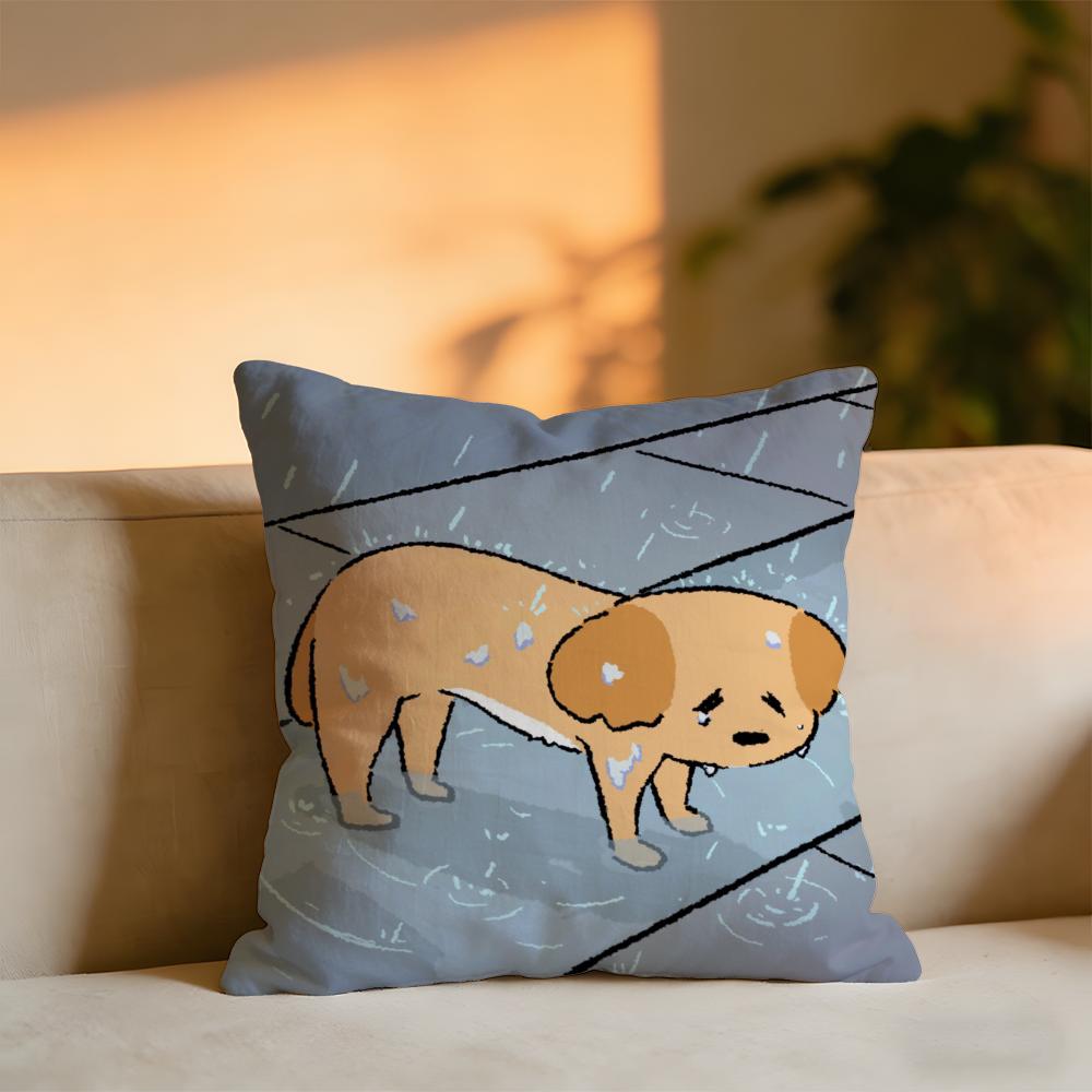 Cute Cat And Dog Cushion Cover Cozy Velvet Throw PillowSoft Warm Cushion For Sofa  Bed
