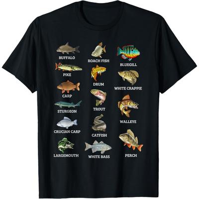 Arten Süßwasserfischarten Angeln Fischer Angler T-Shirt(1)