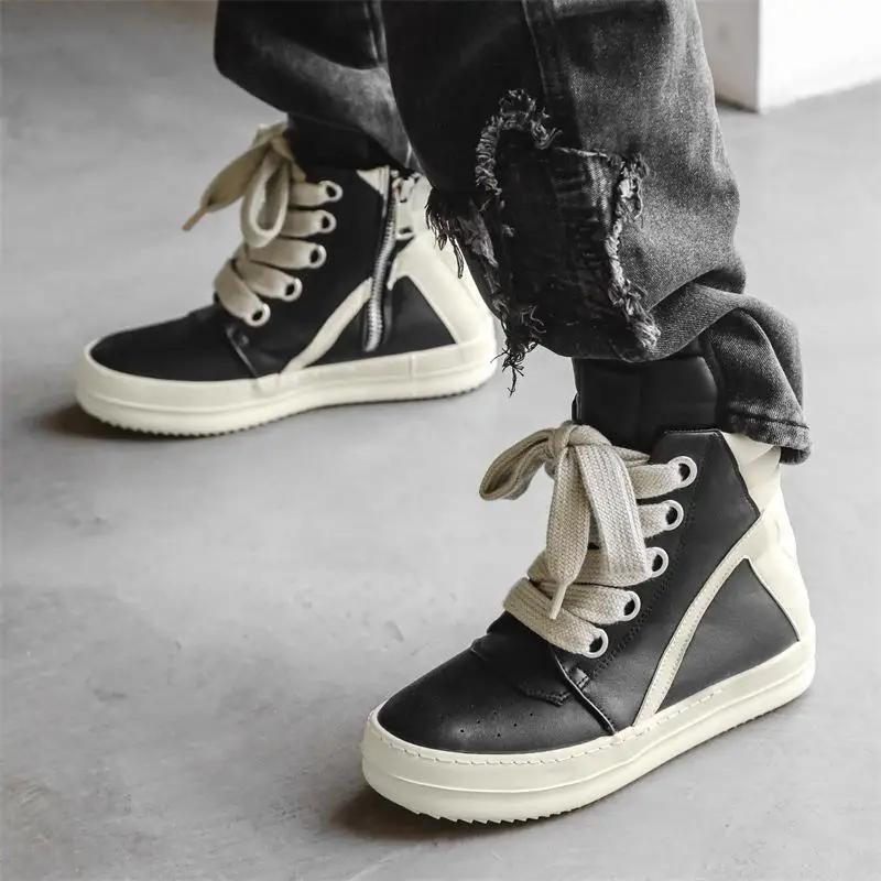 High Top Men Boots Autumn/Winter Men's Shoes Ankle Boots High Street Niche Vintage Motorcycle Sport Casual Boots for Men