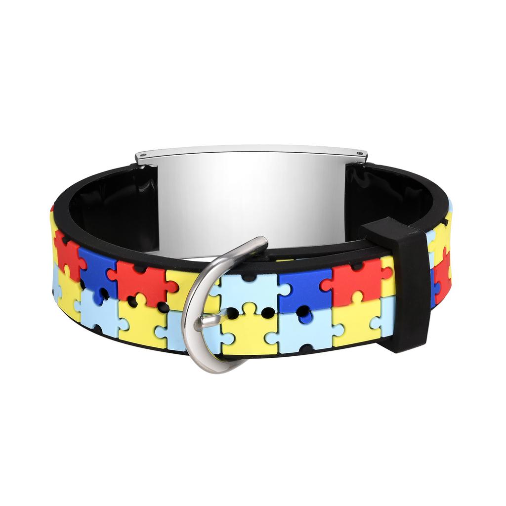 Gratis graveren Autisme Armbanden Voor Kinderen Meisjes Jongens, personaliseer Medische Armband, anti-verlies Niet-verbale Kinderen Noodgeval Sieraden