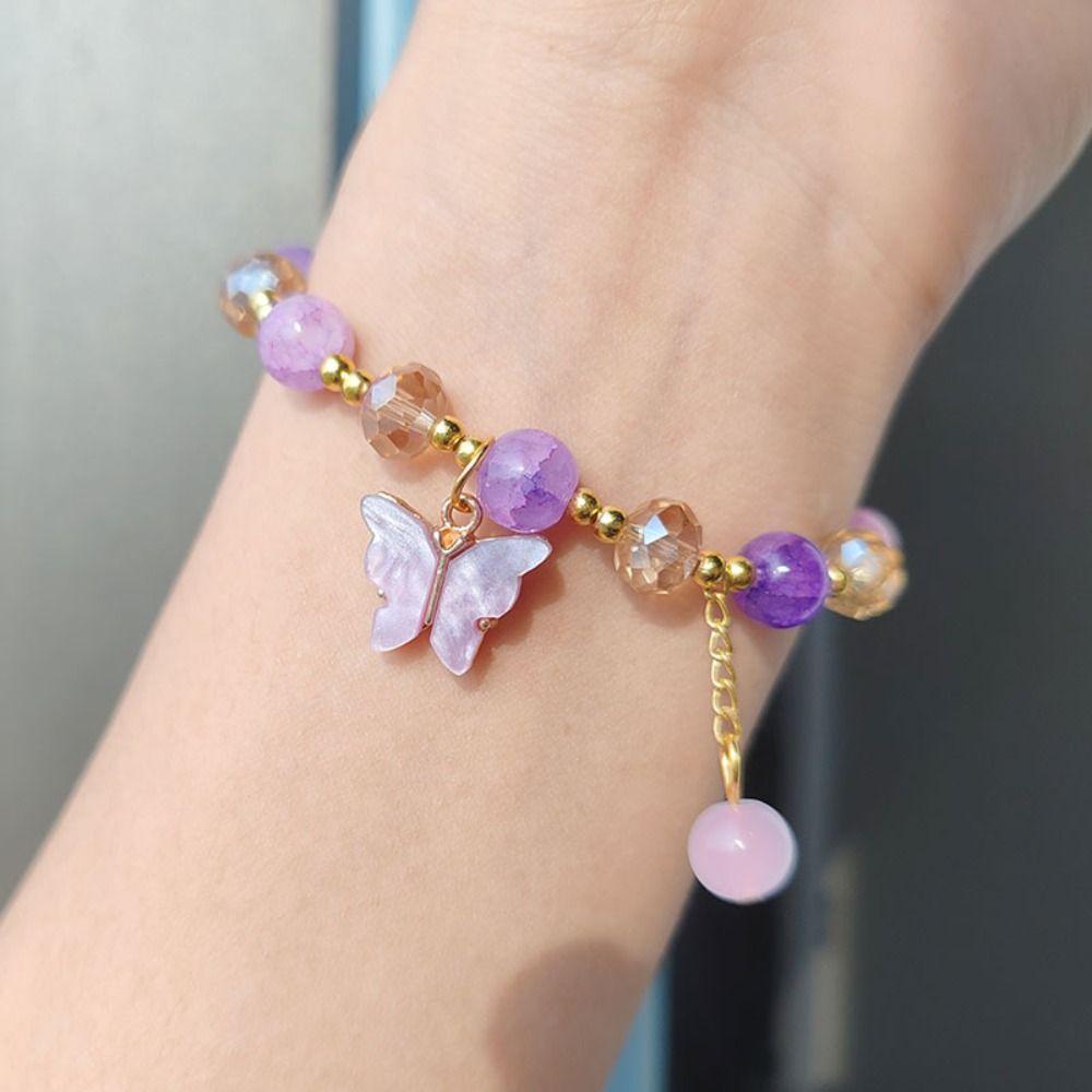 Sweet Glass Beads Bracelet Crystal Women Bangle Personality Korean Style Bracelet  Female