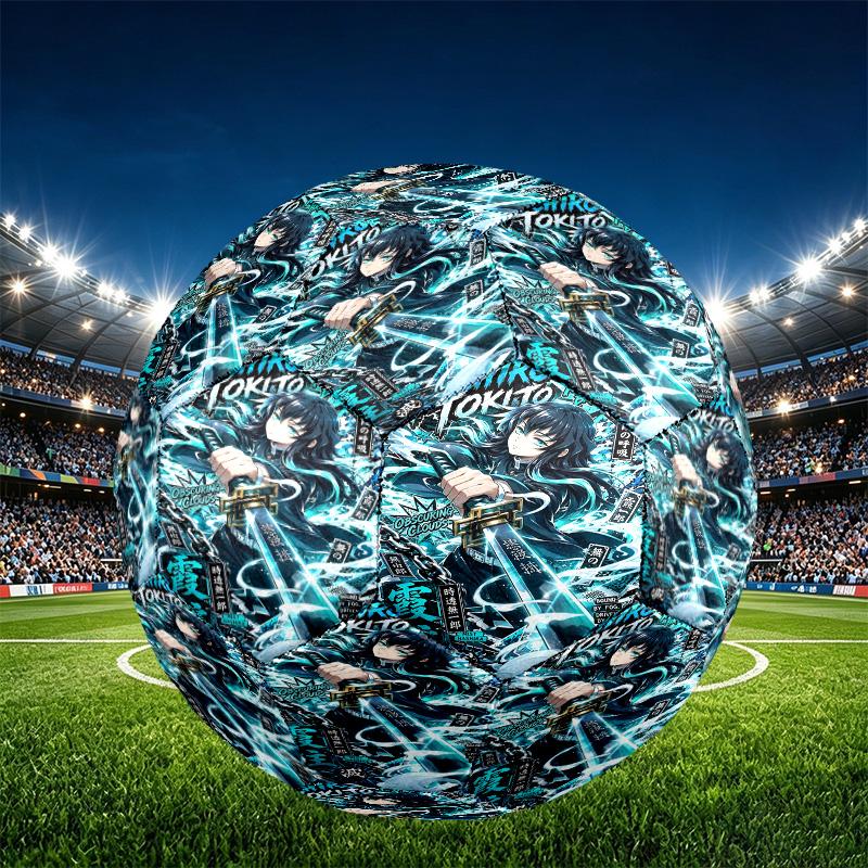 Demon Slayer Print Size 5 Soccer Ball, PU Wear Resistant Football for Match Training and Daily Practice, Birthday Gift for Soccer Fans