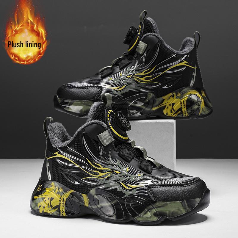 Nuove Scarpe Sportive Invernali per Ragazzi 2025 con Bottone Rotante e Doppio Velluto di Cotone