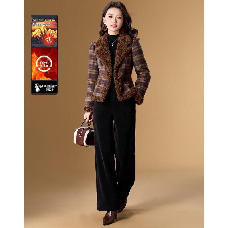 Women s Fleece-Lined Wool Blend Casual Two-Piece Set XL