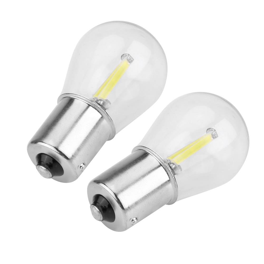 Pair of 1156 Glass Strobe COB LED Car Turn Signal Reverse Light Tail Brake Bulb White Light