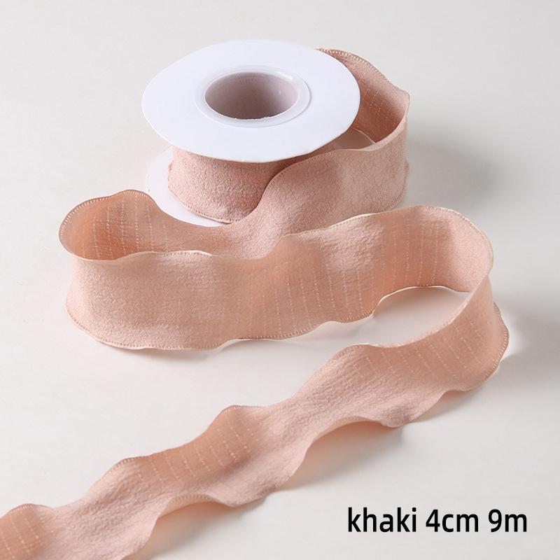 25/40mm 10Yards Candy Color Ribbon Wavy Edge Fishtail Yarn Ribbon for Gift Wrapping DIY Bow Bouquet Cream Style Wrinkled Ribbons