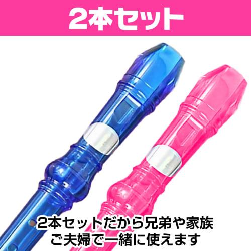 Boono Transparent Soprano Recorder for Elementary School Students, 8 Holes, with Cleaning Rod, Set of 2 for Home Practice and Hobbies (Set of 2 Colors