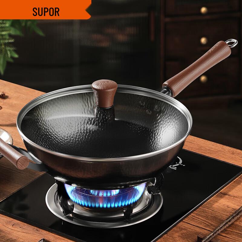 

SUPOR 34cm Hammered Fine Iron Wok