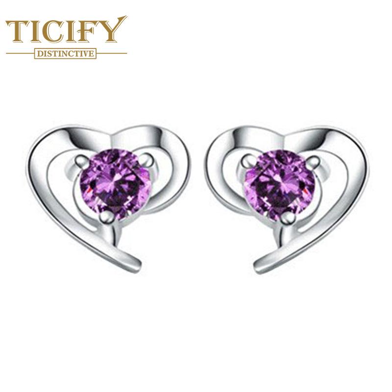 Серьги-серьги Женская мода Мягкие серьги в форме сердца фиолетовый