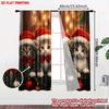 Set Of 2 Flat Printing Happy Christmas Fashion Curtains Cute Kittens Digital Printed Polyester Drapes Party Holiday Made