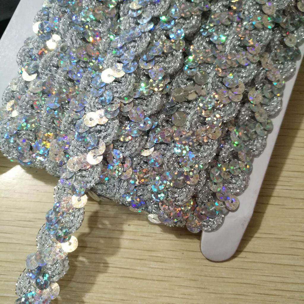 S-Shaped Sequin Lace Beads with 1.5CM Gold and Silver Ribbon for Clothing and Stage Accessories