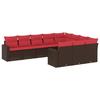 VidaXL Salon de Jardin avec Coussins 10 pcs, Canapés de Patio, Ensemble de Meubles, Mobilier de Terrasse Exterieur, Marron 3219484