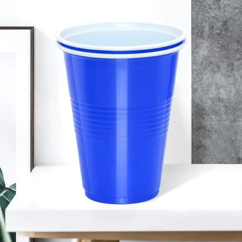 50pcs 16oz Plastic Party Cups For Beer Pong, Disposable Water Cups Recyclable Red Cups with Fill Lines For Drinks,bbq,picnic
