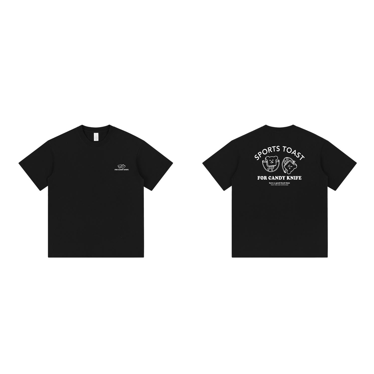 

Unisex Cotton Bread Print T-Shirt - Summer 2024 Loose Fit, Casual Drop Shoulder Short Sleeve Small чёрный