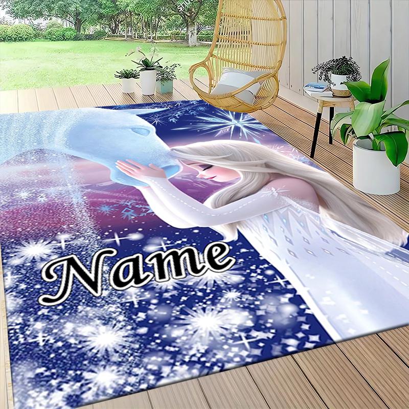 Custom Name Elsa's Magical Frost Carpet Rug Customizable Soft Washable Anti-Slip Home Living Room Sofa Mats Personalized Rug. 0909278