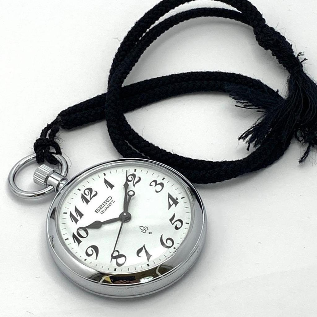 Used 436 [Battery Replaced, Cleaned] Working SEIKO Pocket Watch, Railway Watch Reason for Discount: Scratches Seiko 7550-0010 1980s Quartz Popular