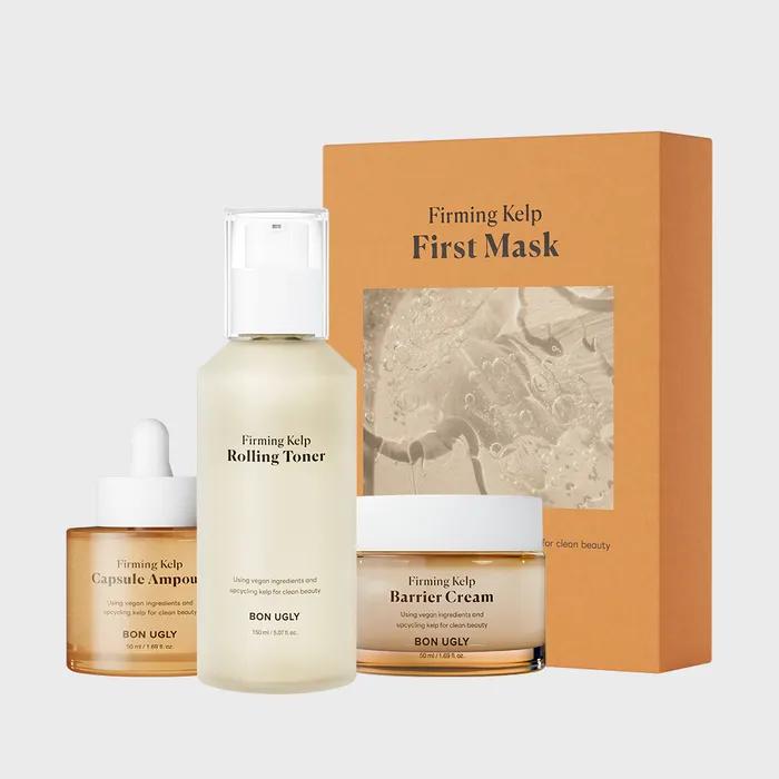 

[4-piece set] Bon Ugly Firming Kelp Capsule Ampoule 50ml + Toner + Cream + Mask (10 sheets)