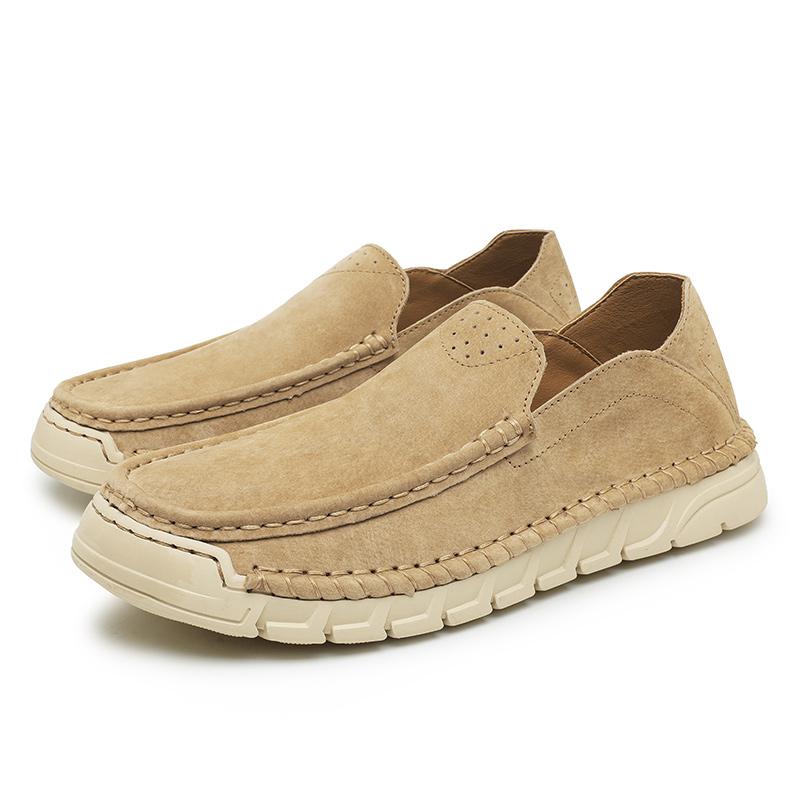 Fashion Comfortable Slip On Loafers Men Outdoor Handmade Leather Men's Shoes Casual Anti-slip Wearable Driving Shoes Flats Walking Shoes