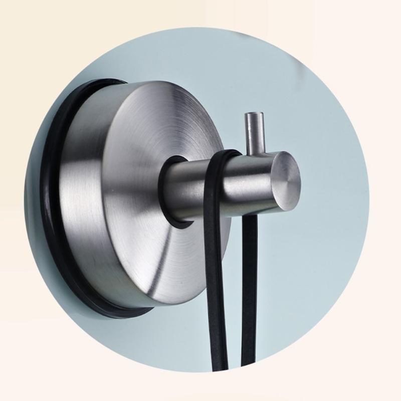 2pcs Metal Suction Cup Wall Mount Hook Strong Vacuum Bathroom Towel Hanging Hooks Stainless Steel Coat and Hat Hangers