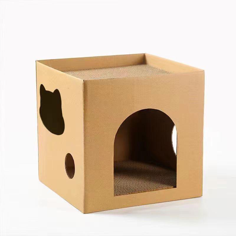 Cat Bed & Scratch Board: Durable, No-Shed Corrugated Cardboard House