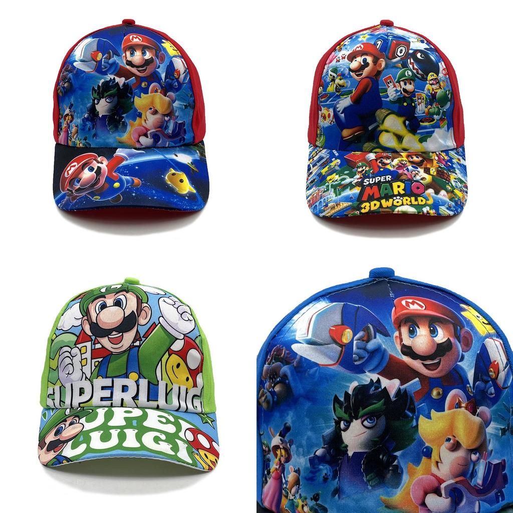 Super Mario Bros Pattern Kids Baseball Cap With Cotton Material And Sun Block For Outdoor Activities