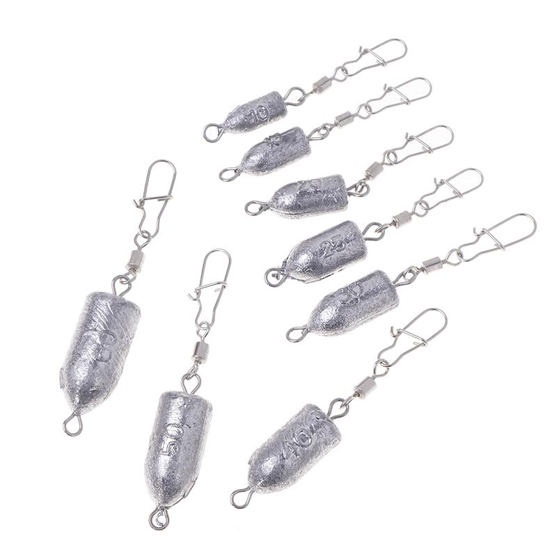 2Pcs Fishing Sinkers Weights Bullet Sinker Rolling Swivel With Interlock Snap Connector 10/15/20/25/30/40/50/60G Fishing Tackle