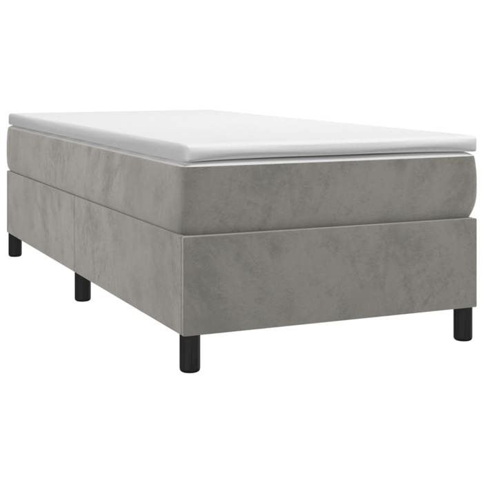 Cadre de lit avec matelas - Maison Exclusive - Velours gris clair - 90x190 cm - Relaxation maximale